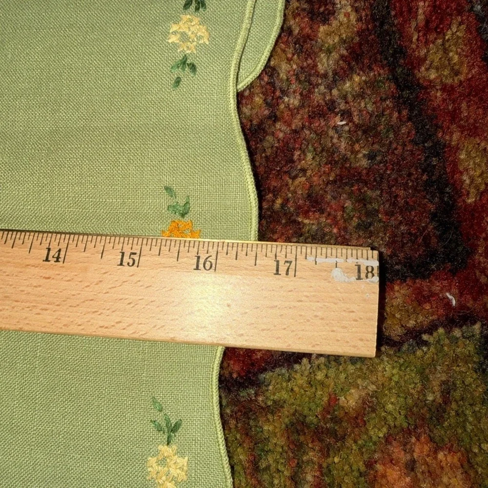 Lot 8 Vintage Hand stitched Embroidered Linens  Green Linen Floral Cottagecore